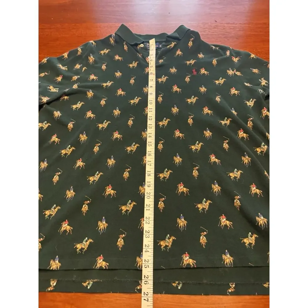 XL Polo Ralph Lauren All Over Print AOP Pony Racers Horse Logo Green